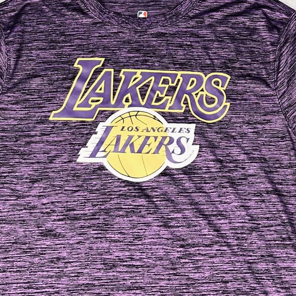 Los Angeles Lakers Shirt Purple NBA Short Sleeve Tee Basketball Game Team - Picture 9 of 13